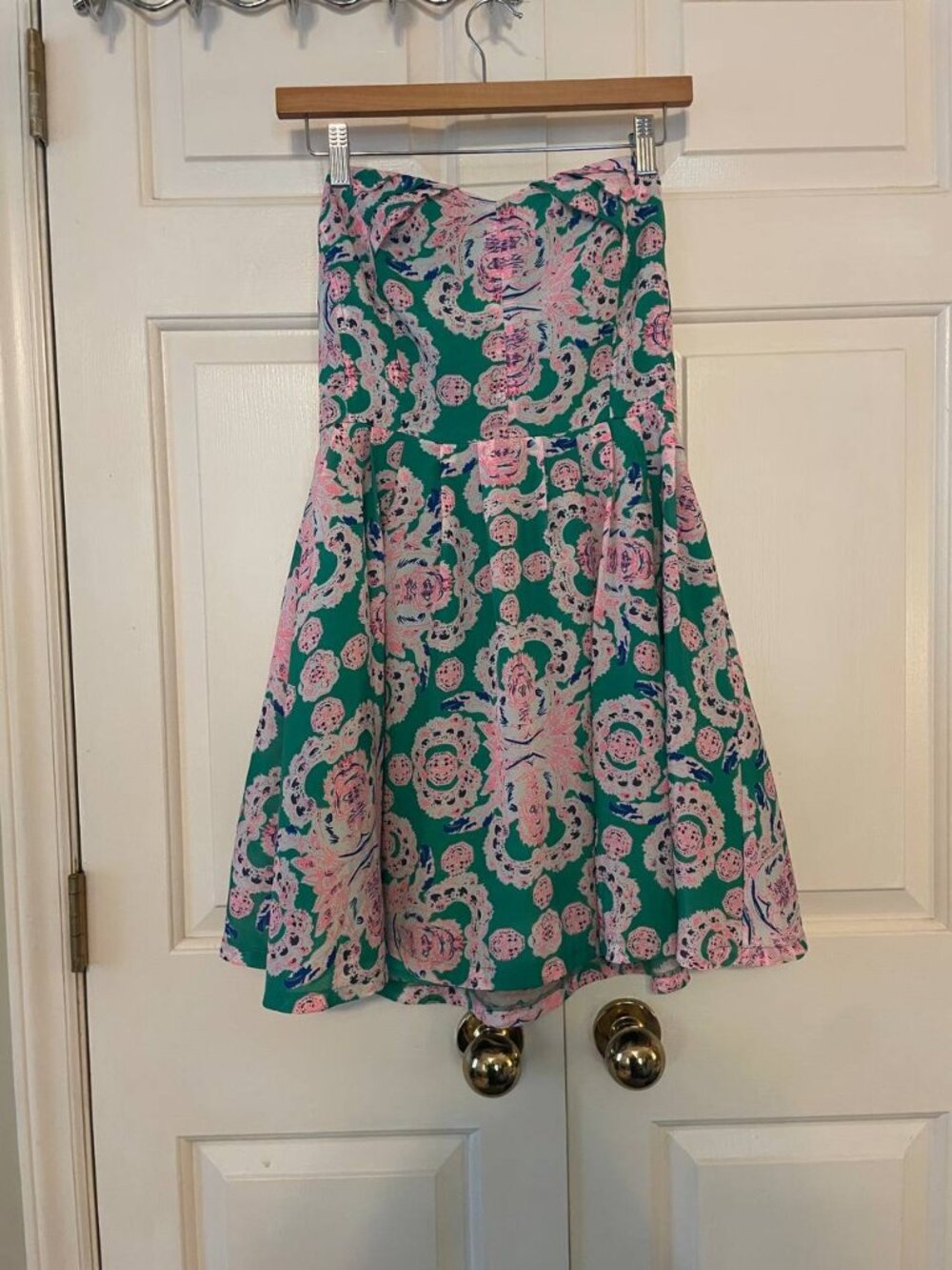 Love Tree Strapless Dress Large | Vibrant Tropical Resort Wear Paisley